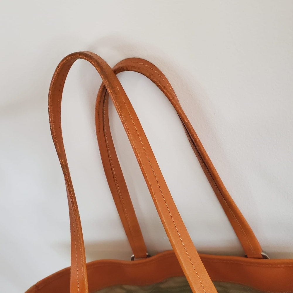 Prada Beige Canvas and Orange Leather TrimTote Bag - Picture 12 of 16